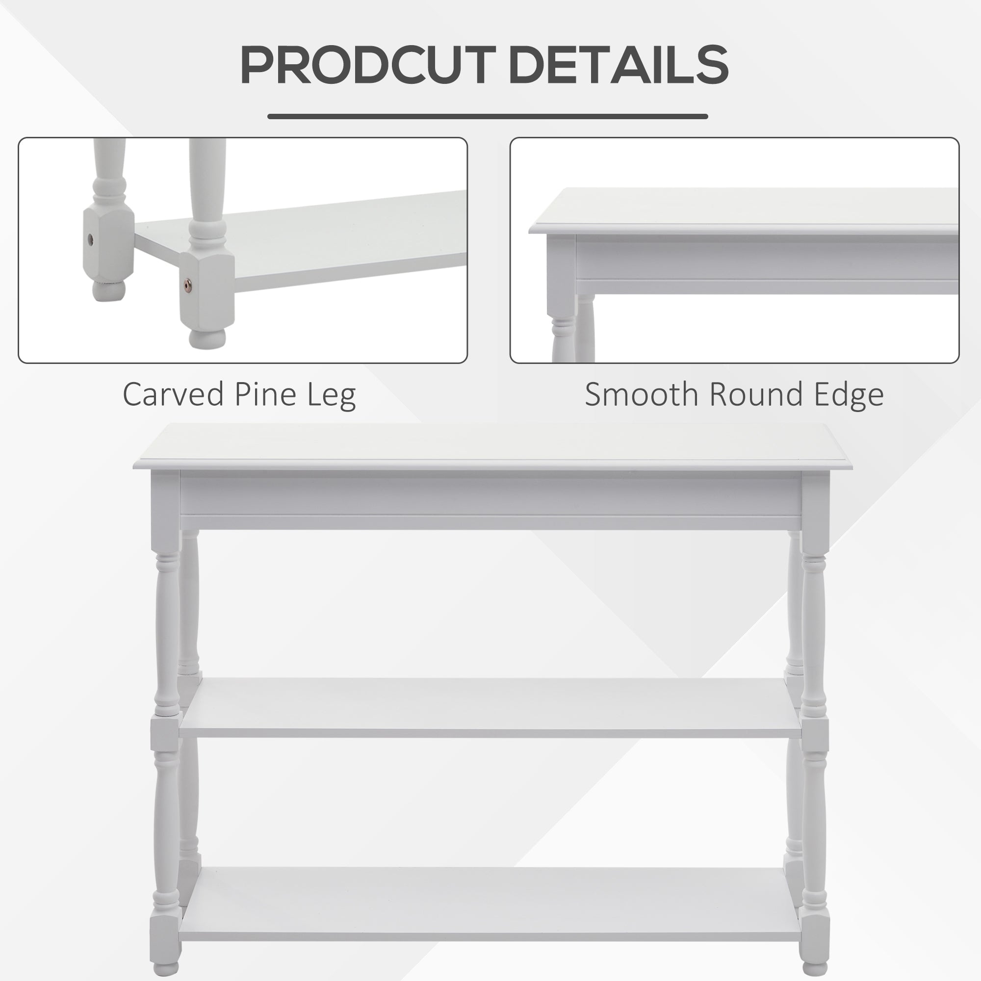 Console Table Modern Sofa Table with 2 Tier Shelves for Living Room, Entryway, Bedroom, Grey Console Tables   at Gallery Canada