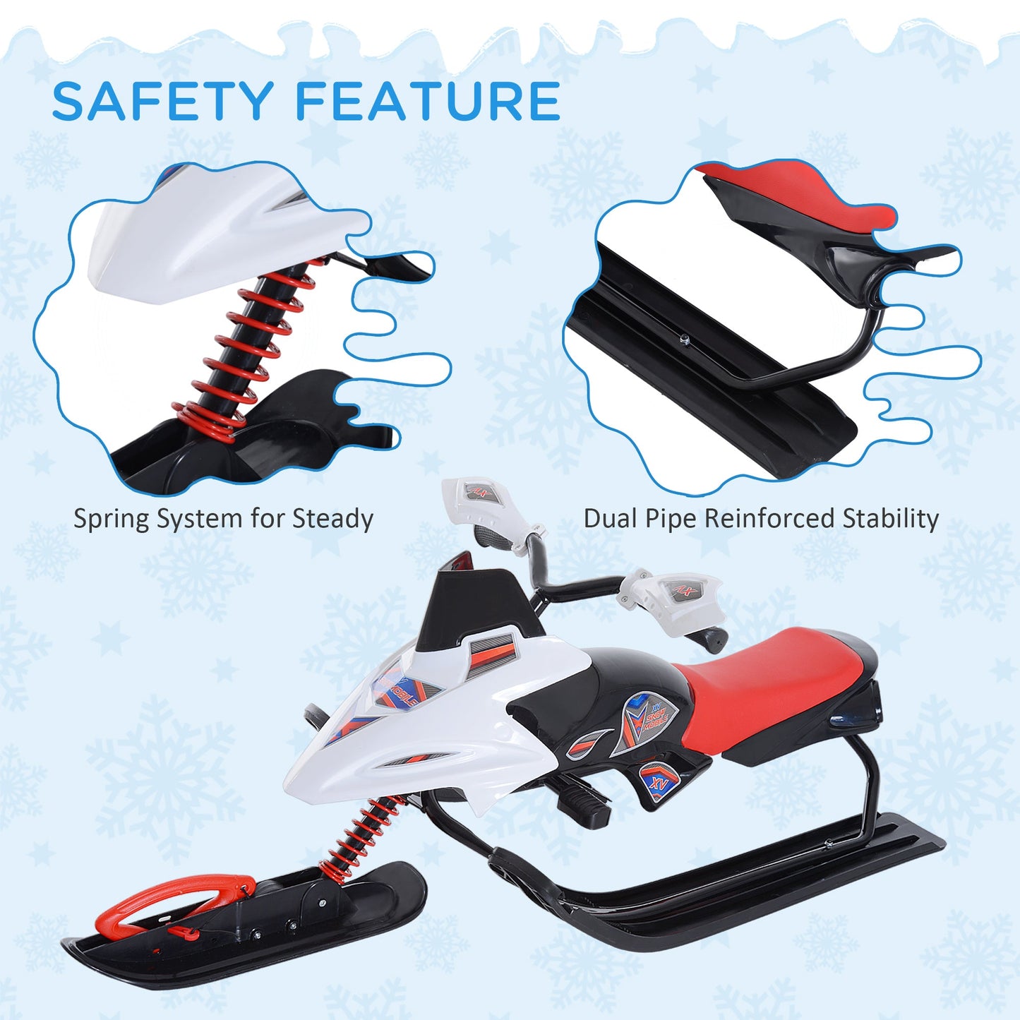 Snow Racer Sleds for Kids with Padded Rubber Seat, Snow Motor with Wind Shield Handle and Anti-slip Pedal, Winter Gift for Boys and Girls Snow Scooters   at Gallery Canada