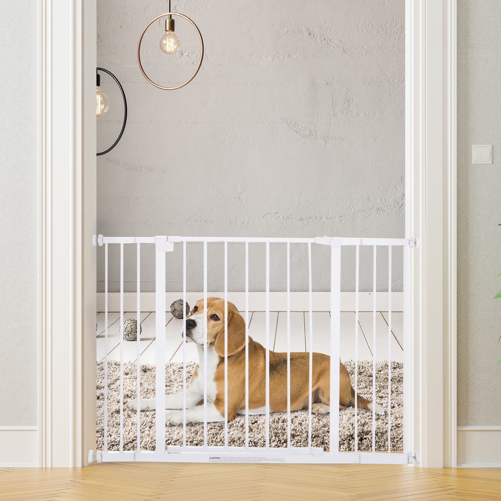 Pressure Fit Dog Gate Pet Barrier for stairs doorway, 29.9''- 42.1'' Width White Houses, Kennels & Pens   at Gallery Canada