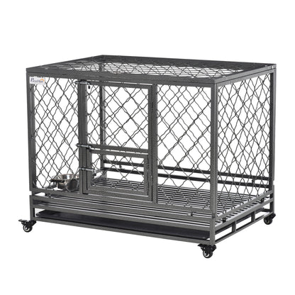 Heavy Duty Dog Crate w/ Wheels, Openable Top, Removable Tray, Bowl, for All-Sized Dogs, 42.5" x 29" W x 35" Houses, Kennels & Pens   at Gallery Canada