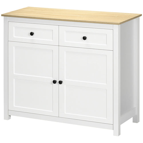 Sideboard, Modern Kitchen Storage Cabinet with Drawers and Adjustable Shelf, for Living Room and Entryway, White