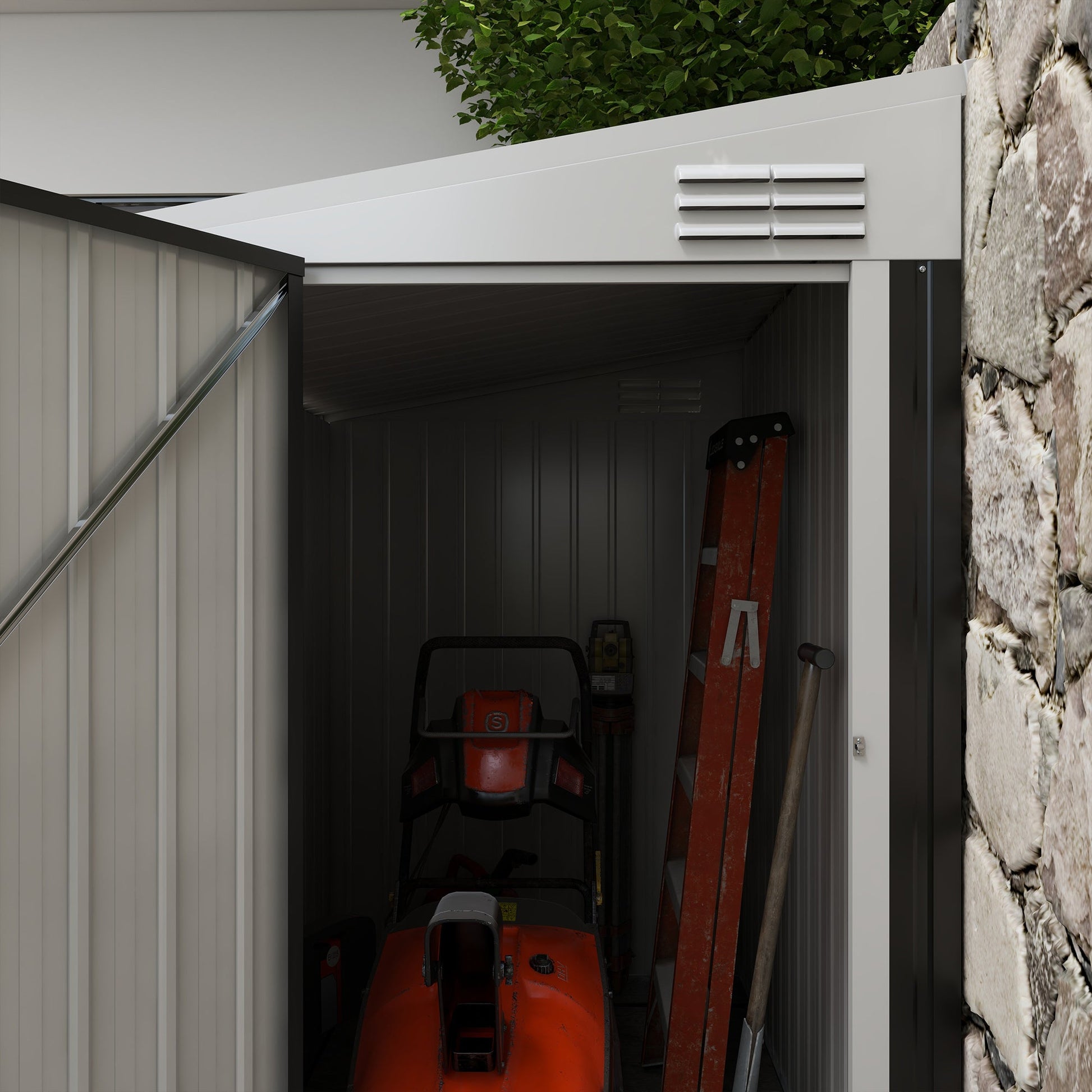 4' x 6' Garden Storage Shed Lean to Shed Outdoor Metal Tool House with Lockable Door and Air Vents for Patio, Lawn Sheds   at Gallery Canada