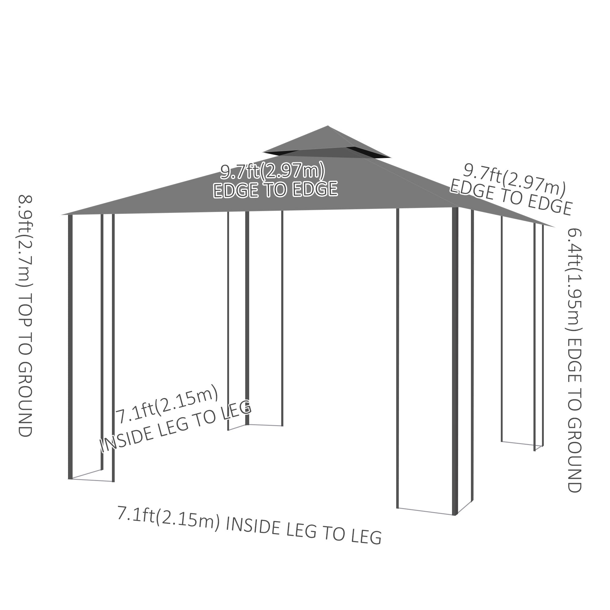 10'x10' Garden Gazebo Patio Canopy Portable Party Event Backyard w/ Mosquito Netting Grey Gazebos at Gallery Canada