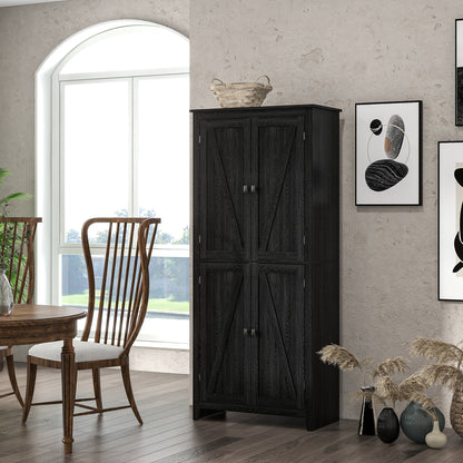 72" Freestanding Storage Cabinet, Kitchen Pantry Cabinet with Doors and Shelves Kitchen Storage Cabinets for Dining Room Kitchen Pantry Cabinets Black  at Gallery Canada