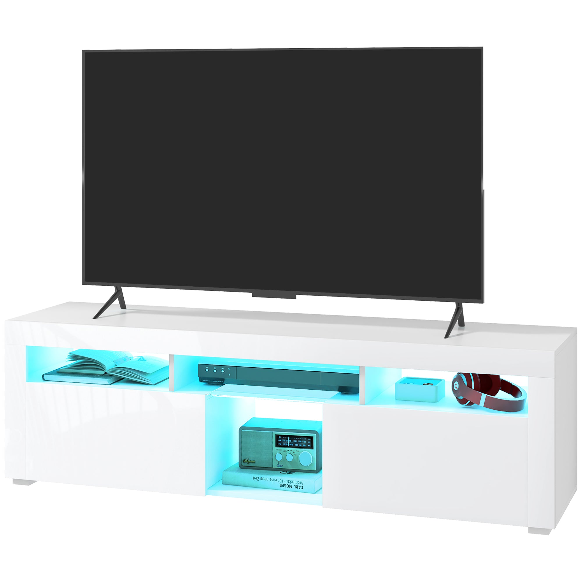 Modern TV Stand with Storage and LED Lights for TVs up to 55