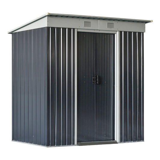 7' x 4' Outdoor Storage Shed, Metal Garden Tool Storage House Organizer with Lockable Sliding Doors and Vents for Backyard Patio Lawn, Charcoal Grey Sheds Charcaol Grey  at Gallery Canada