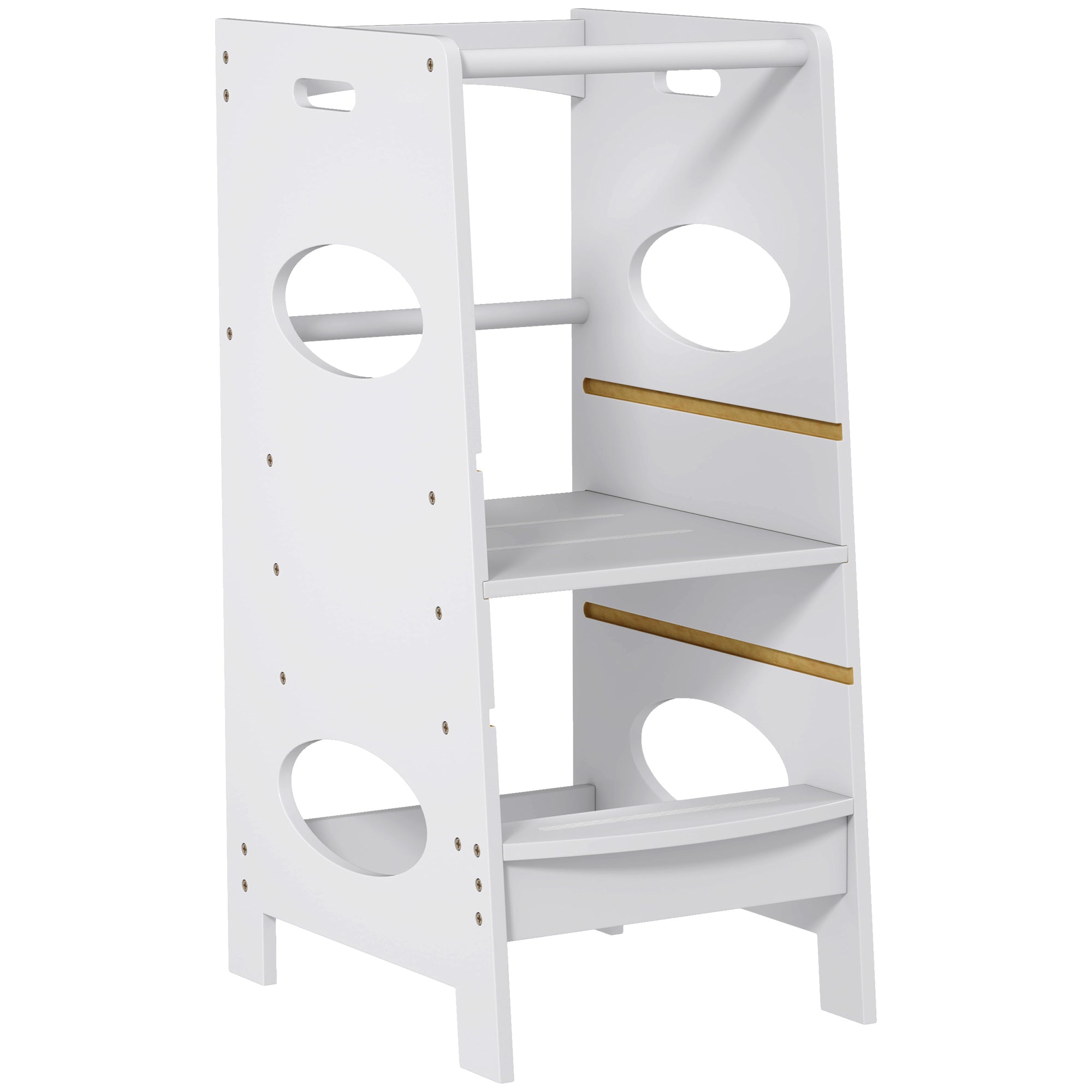 Toddler Tower Kitchen Helper with 3-Level Adjustable Height, Heavy-Duty Kids Step Stool with Safety Rail, Grey Toddler & Kids Step Stools Grey at Gallery Canada