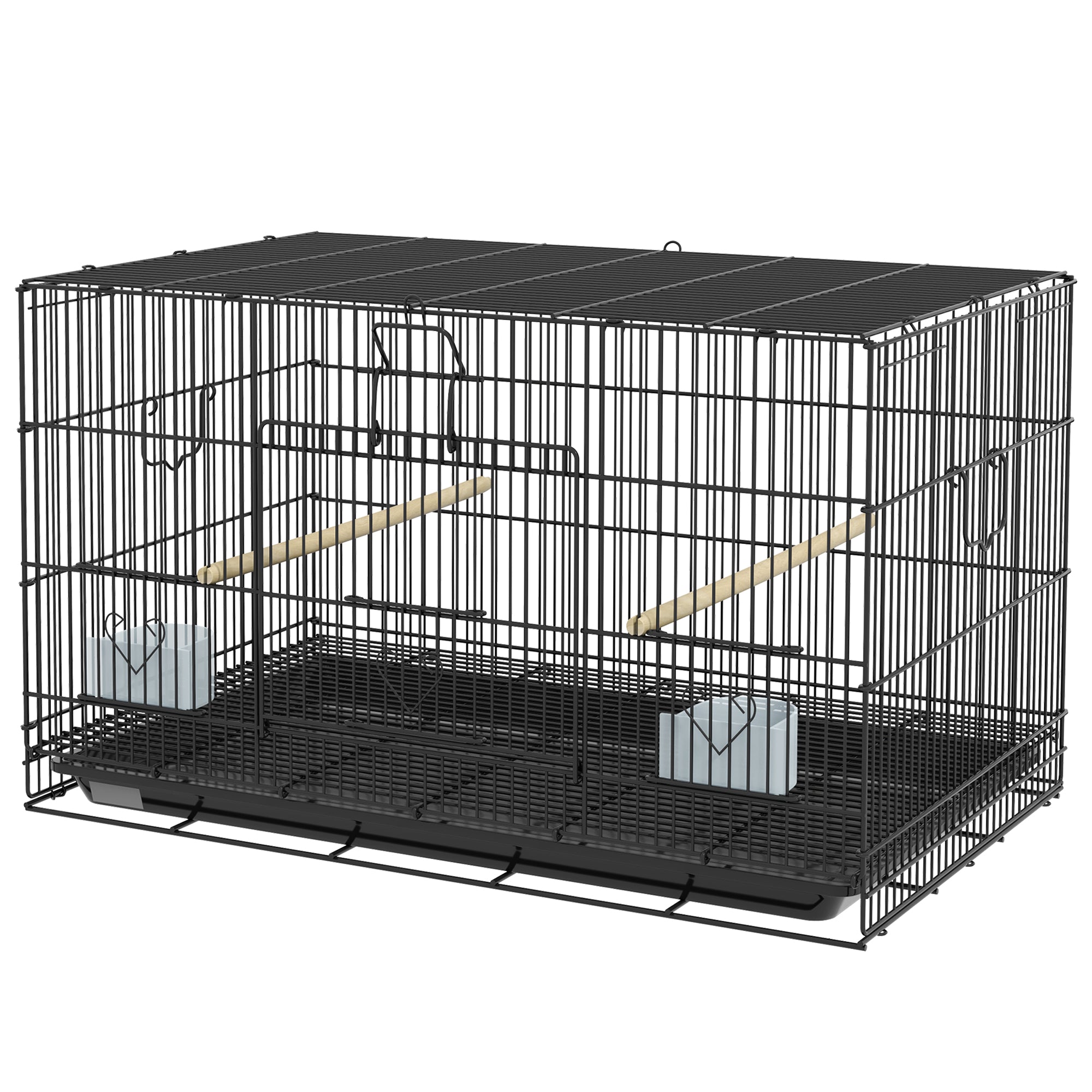 Birdcage for Canaries, Lovebirds Finches, Budgie Cage with Removable Tray, Bottom Mesh Panel, Wooden Perches, Swing, Ramp, Food Containers, 30