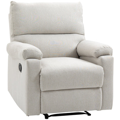 Recliner Chair, Manual Reclining Chair with Footrest, Padded Seat for Living Room, Bedroom, Study, Cream White Single Sofas Cream  at Gallery Canada