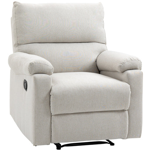 Recliner Chair, Manual Reclining Chair with Footrest, Padded Seat for Living Room, Bedroom, Study, Cream White