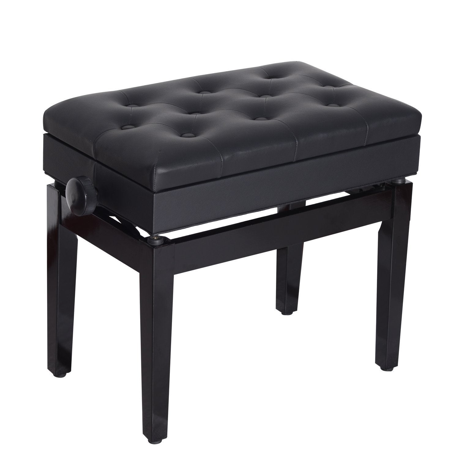 Adjustable Piano Bench with Storage and Soft PU Leather Padded, with Enough Music Storage Design, Black Piano Benches at Gallery Canada