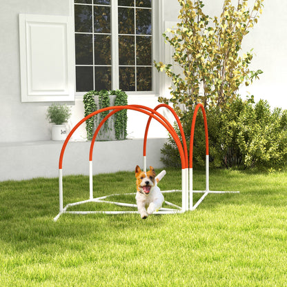 Dog Agility Kit Pet Obstacle Course Training Equipment Outdoor with Weave Poles, Carry Bag, Orange Dog Agility Training Equipment   at Gallery Canada