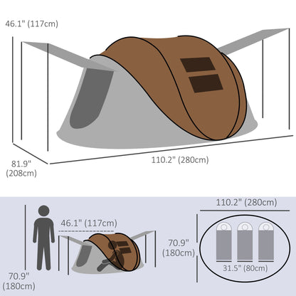 Pop Up Tent with 2 Porch and Carry Bag, 3000mm Waterproof Camping Tent, for 2-3 People, Brown Camping Tents   at Gallery Canada