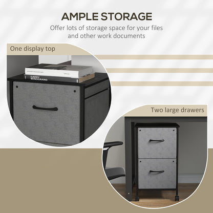 Industrial Mobile Vertical Filing Cabinet with 2 Drawers, Printer Stand, Dark Grey Office Cabinets & Cupboards   at Gallery Canada