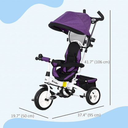 4 in 1 Toddler Tricycle Stroller with Basket, Canopy, 5-point Safety Harness, for 12-60 Months, Purple Tricycles for Kids   at Gallery Canada