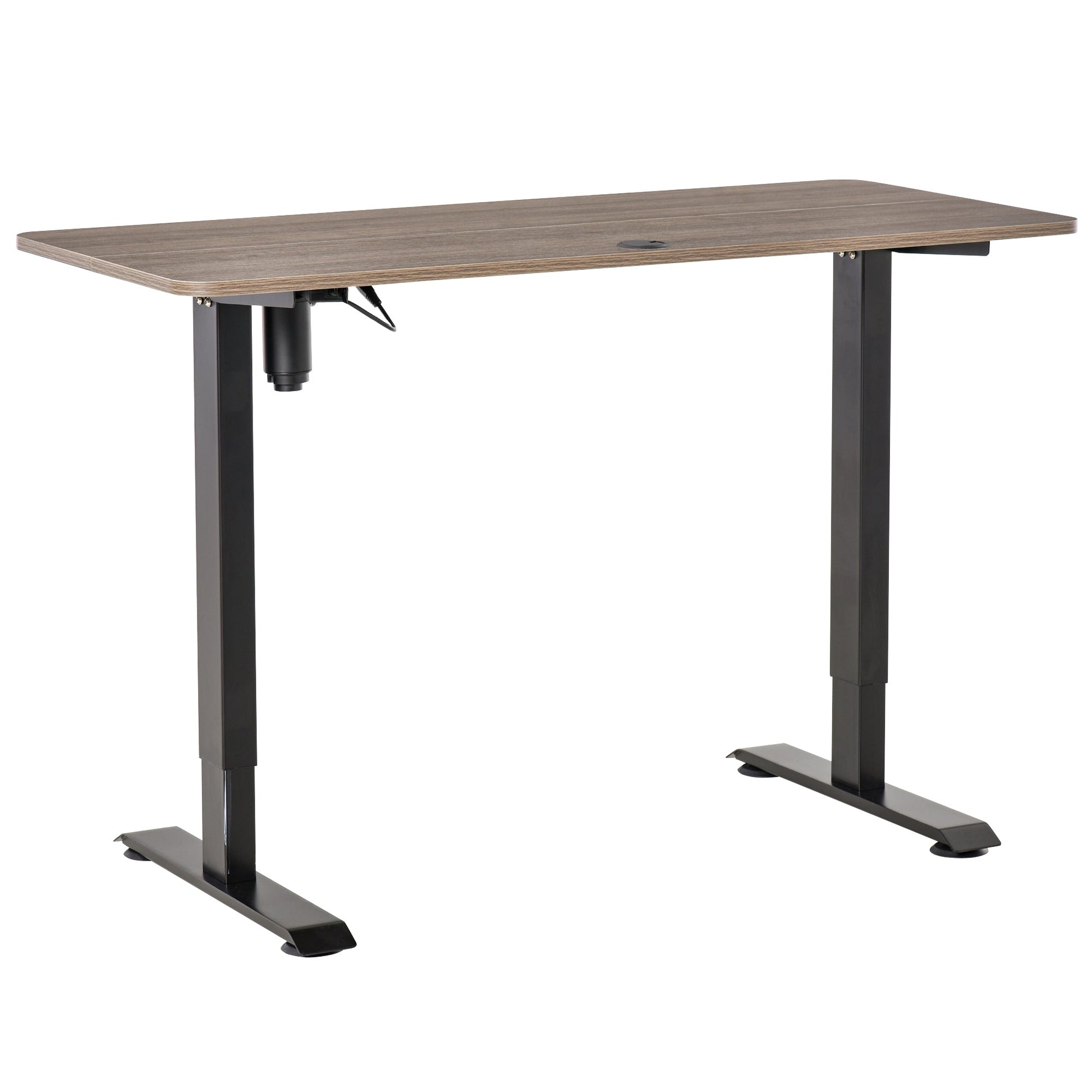 Electric Height Adjustable Standing Desk with 4 Memory Controller, 54 x 24 Inches Sit Stand Home Office Desk with Splice Board. Teak and Black Computer Desks Multi Colour  at Gallery Canada