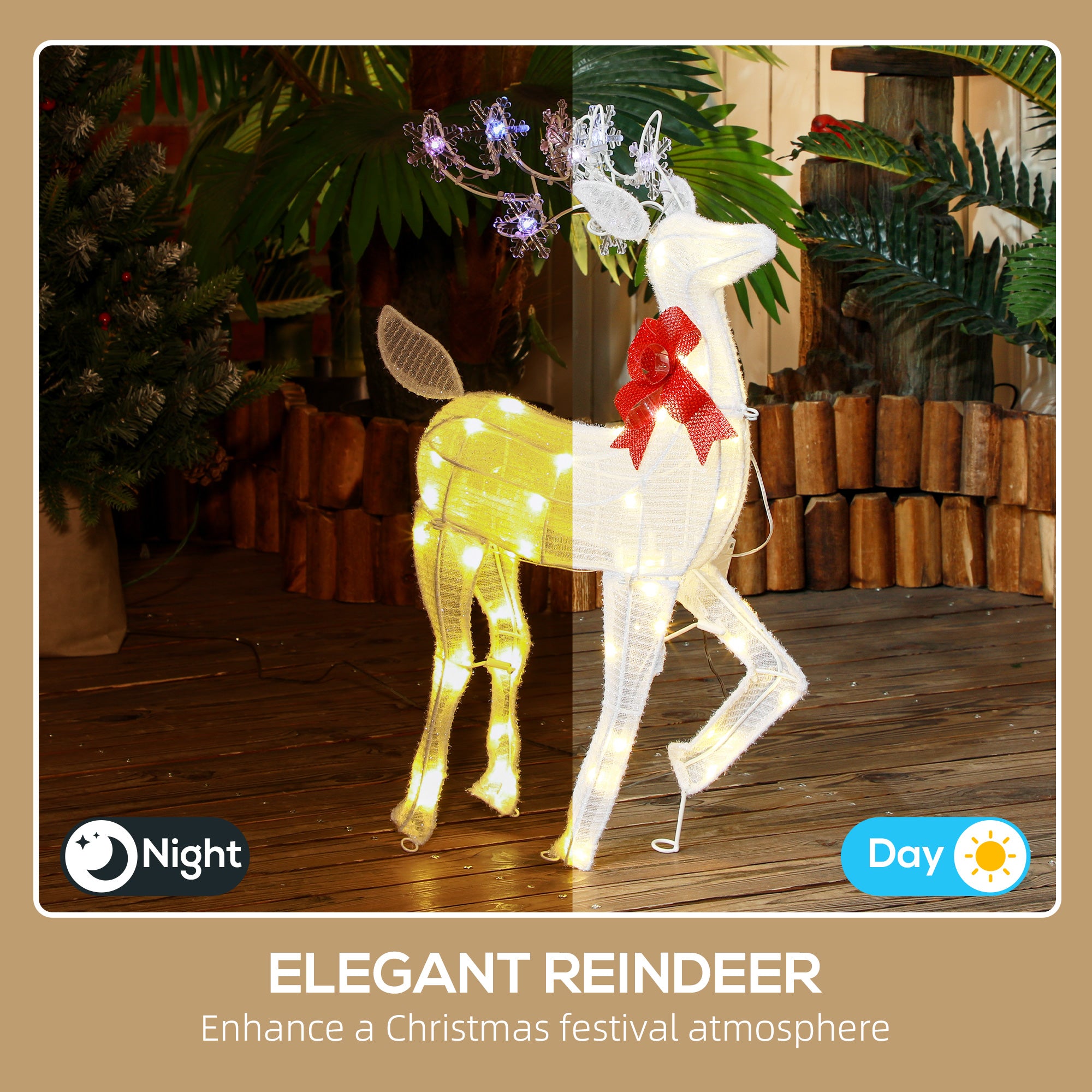 Light Up Reindeer Yard Decoration, Lighted Deer Christmas Decoration for Indoor, Outdoor, Garden, Lawn, White Christmas Deer Lights   at Gallery Canada