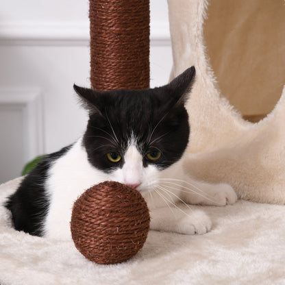 68" Cat Tree Tower, Large Cat Condo Furniture, Multi-Level Cat Tower with Scratching Posts, Ramp, Perches, Dangling Ball Cat Towers   at Gallery Canada