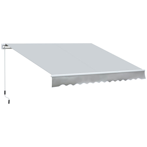 12' x 8' Retractable Awning Patio Awnings Sun Shade Shelter with Manual Crank Handle, UV &; Water-Resistant Fabric and Aluminum Frame for Deck Balcony Yard, Grey