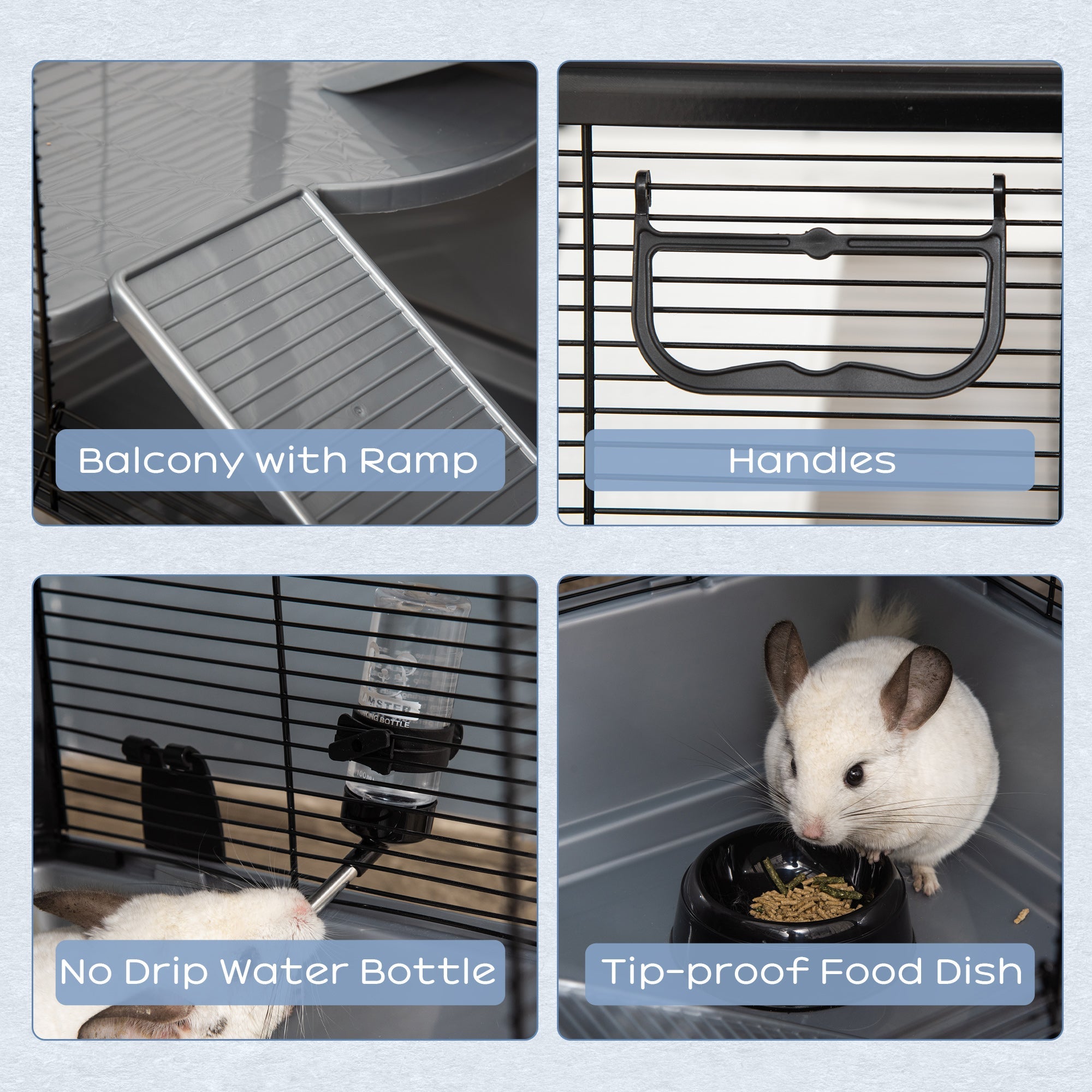 3-tier Hamster Cage, Guinea Pig Cage with Accessories Food Dish Water Bottle, Ramps, 31.5