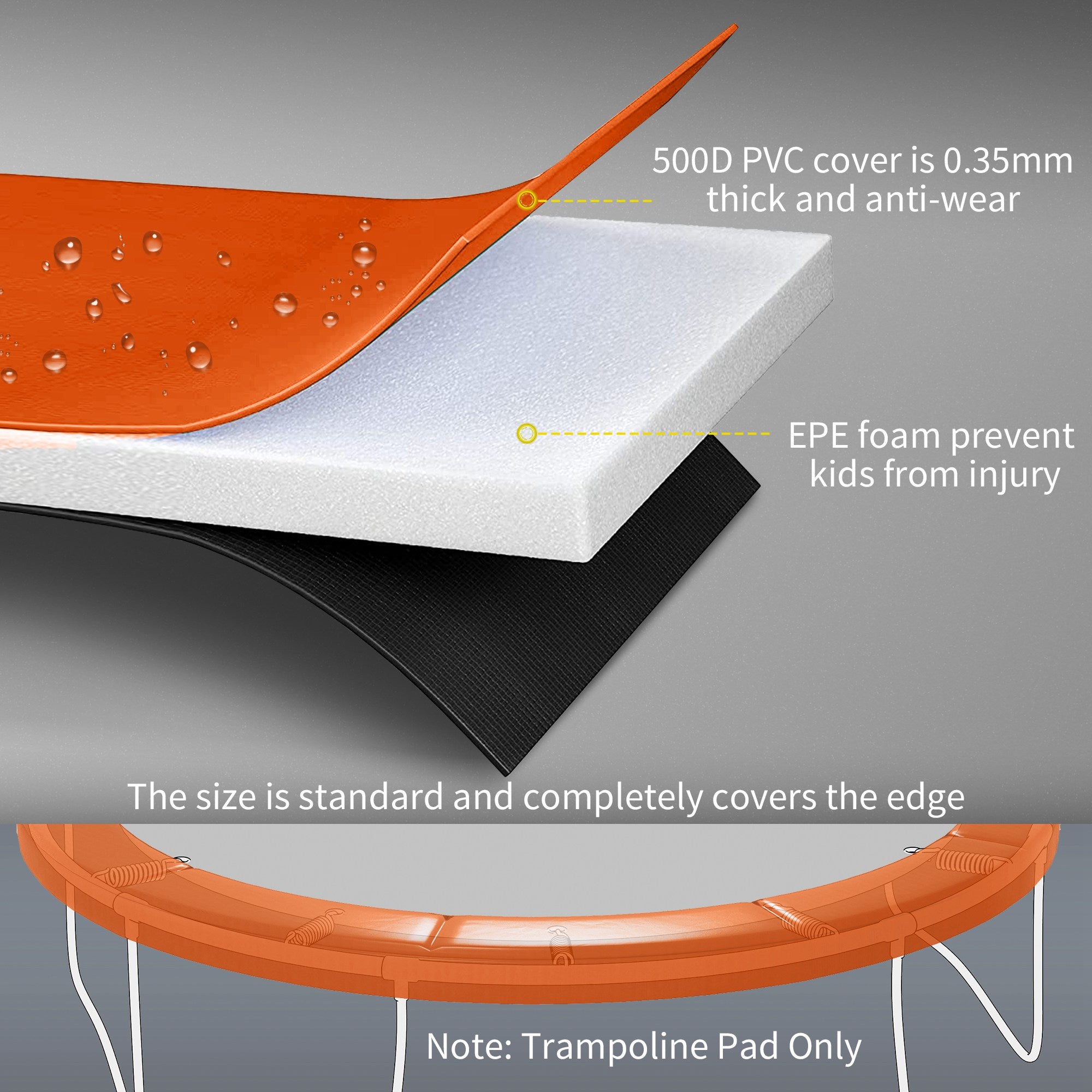 14ft Trampoline Replacement Pad Trampolining Replacement Jump Bounce Exercise GYM Pad Only Light Orange Trampolines at Gallery Canada