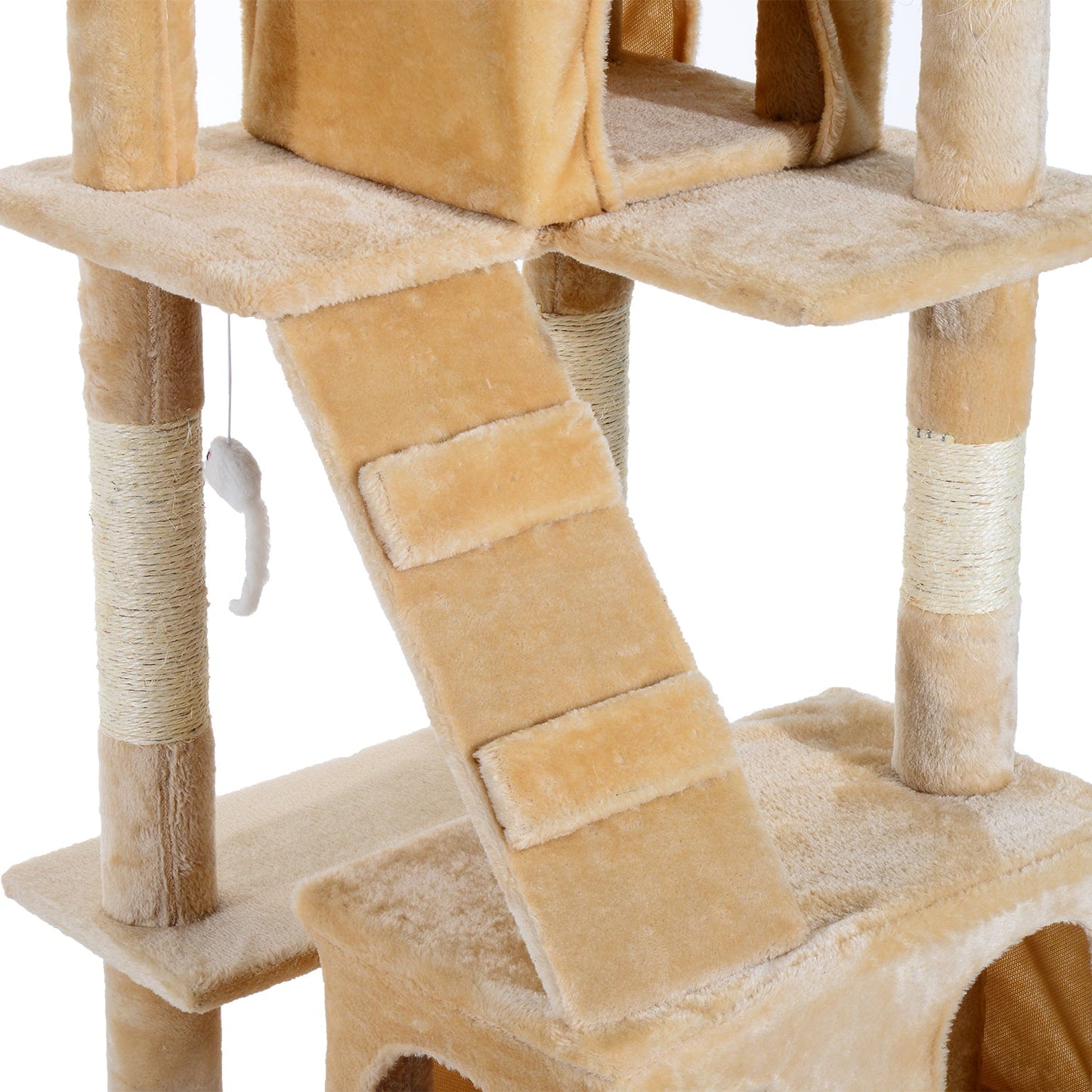 67-inch Multi-Level Cat Scratching Tree Kitty Activity Center Post Tower Condo Pet Furniture w/ Toy Beige Cat Towers   at Gallery Canada