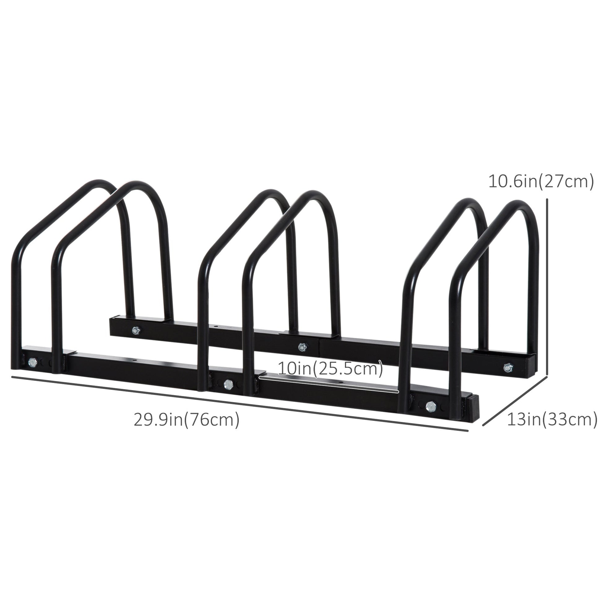 3-Bike Bicycle Floor Parking Rack Cycling Storage Stand Ground Mount Garage Organizer for Indoor and Outdoor Use Black Bike Parking Stands   at Gallery Canada