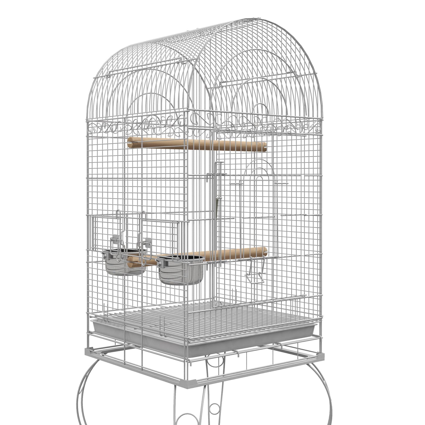 Play Open Top Bird Cage 60" Parrot Cage for Cockatiel, Sun Conure with Rolling Stand, Removable Tray, Perches, Storage Shelf White, 20.1" x 20.1" Bird Cages   at Gallery Canada