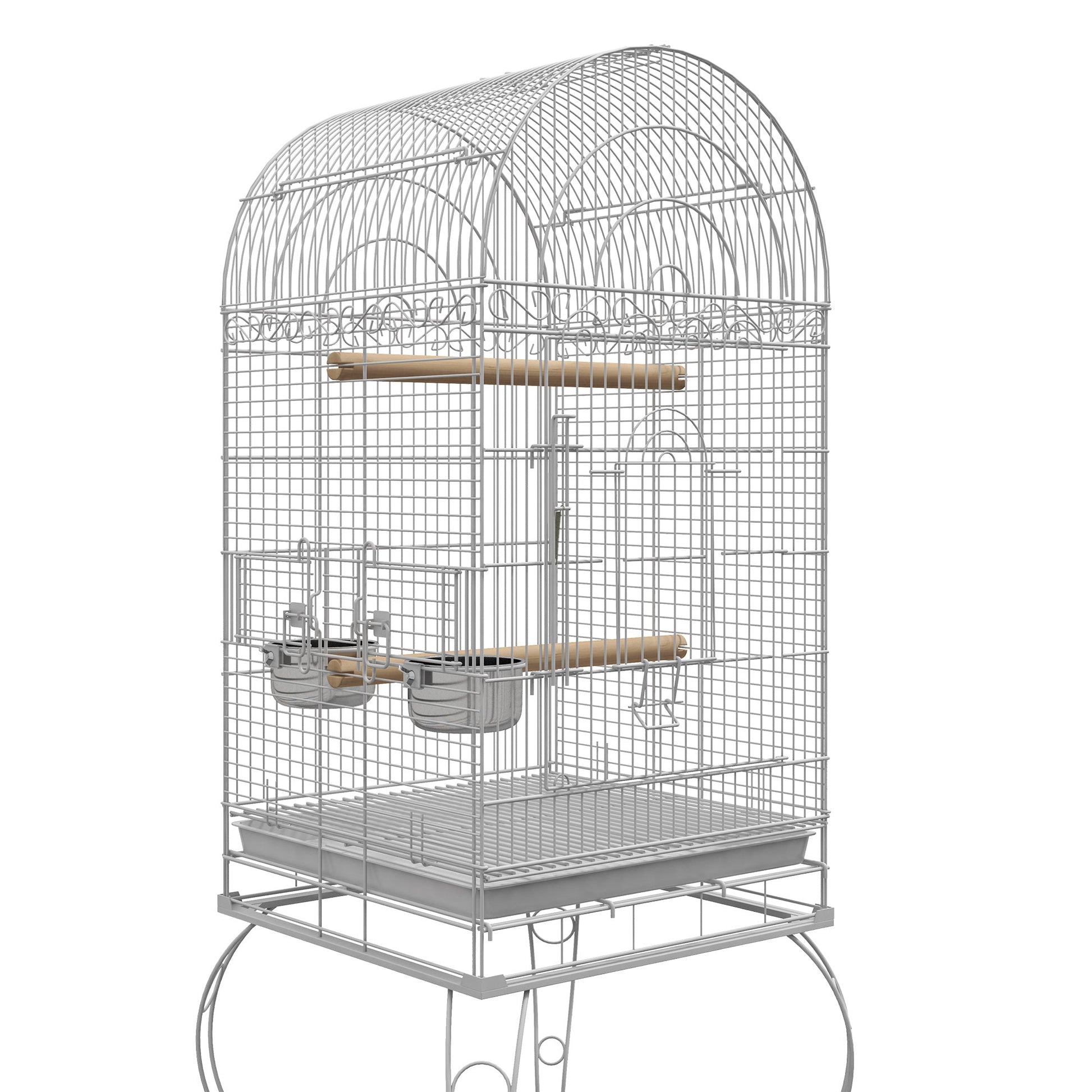 Play Open Top Bird Cage 60" Parrot Cage for Cockatiel, Sun Conure with Rolling Stand, Removable Tray, Perches, Storage Shelf White, 20.1" x 20.1" Bird Cages   at Gallery Canada