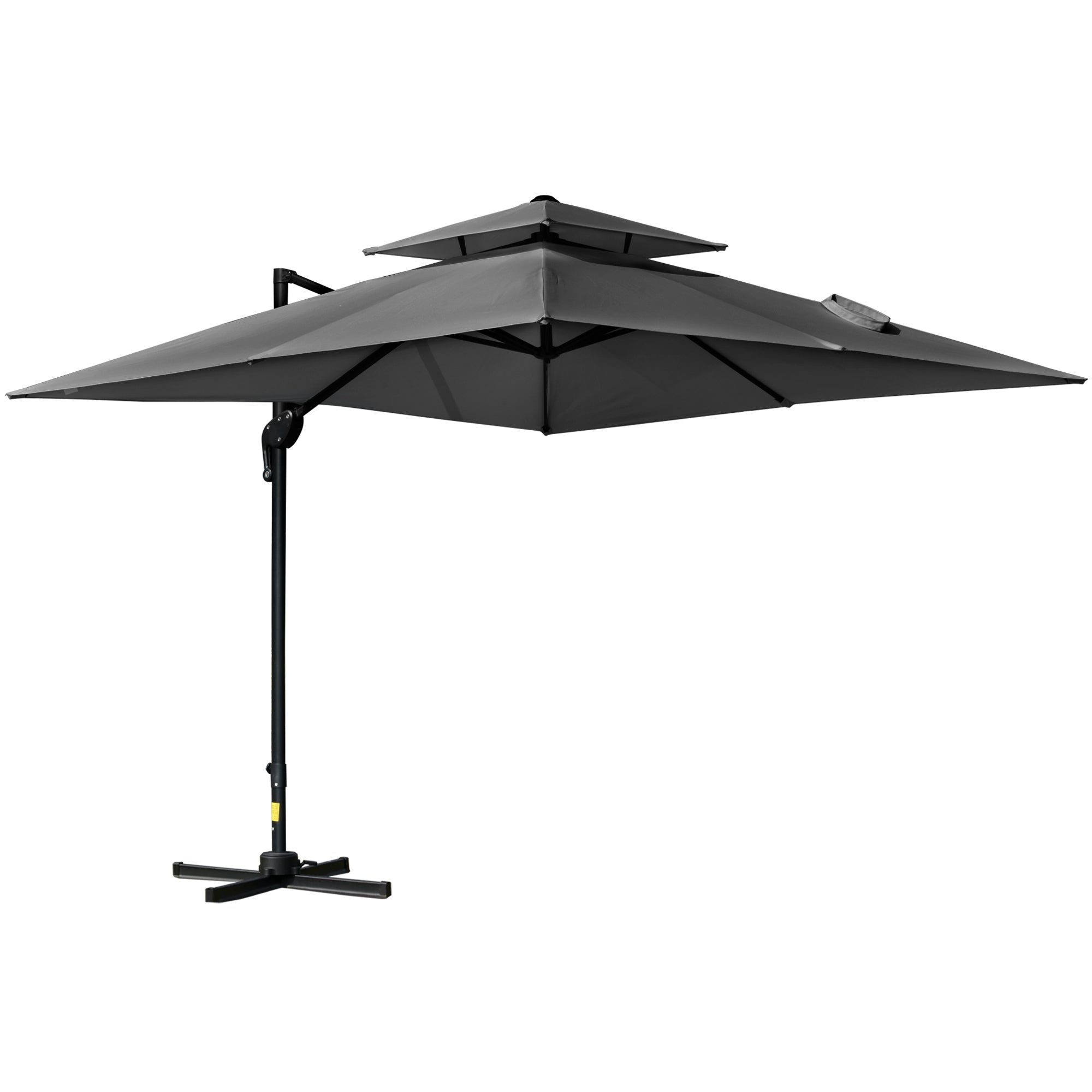 10' x 10' Cantilever Patio Umbrella, Double Top Square Offset Umbrella with 360° Rotation, 5 Adjustable Tilt Angles, Umbrella Cover, Aluminum Pole and Ribs, Charcoal Grey Cantilever Umbrellas Charcaol Grey at Gallery Canada
