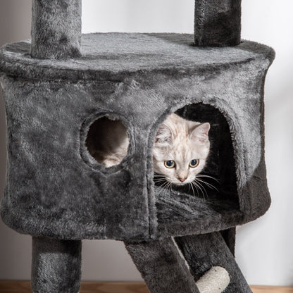 94"-102" Floor to Ceiling Cat Tree High Cat Condo Scratching Post Activity Center Multi-Level Play House Dark Grey Floor to Ceiling Cat Trees   at Gallery Canada