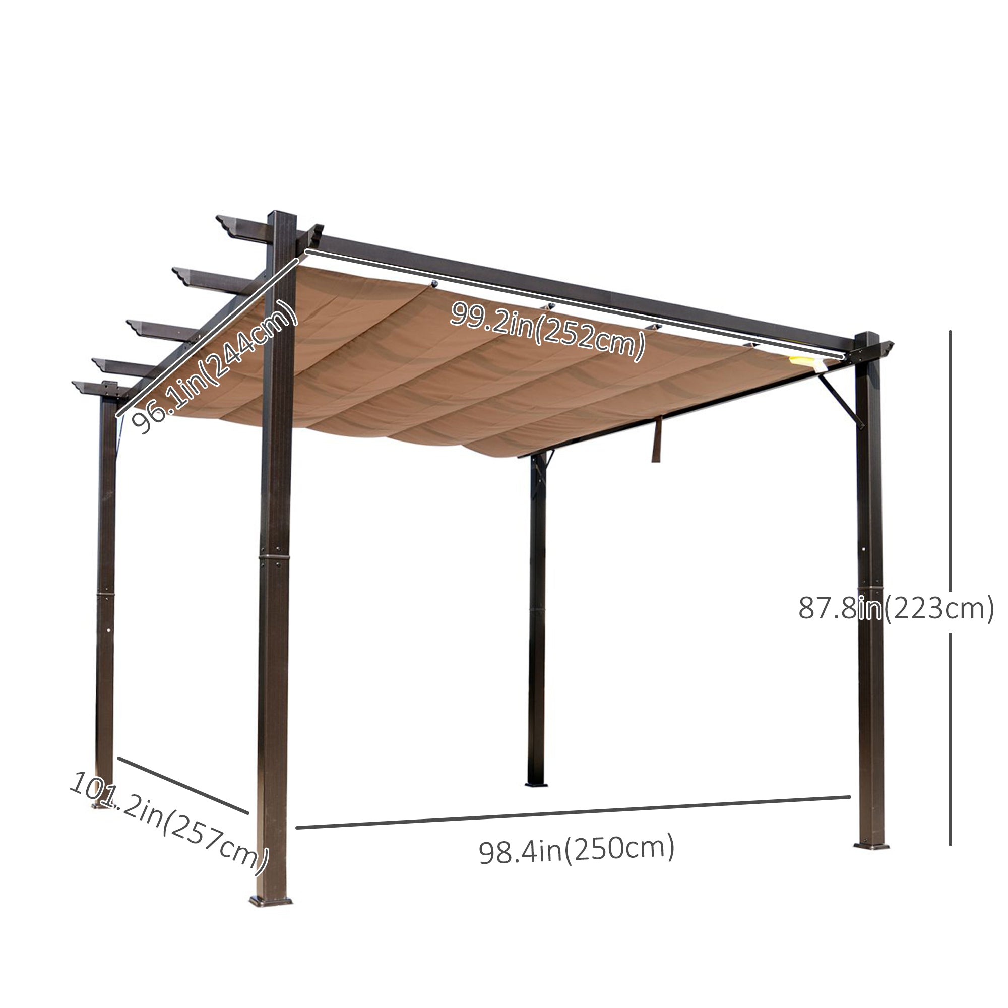 10' x 10' Aluminium Outdoor Pergola Gazebo Backyard Canopy Cover Square Sunshade Garden Grape Trellis Coffee Pergolas at Gallery Canada