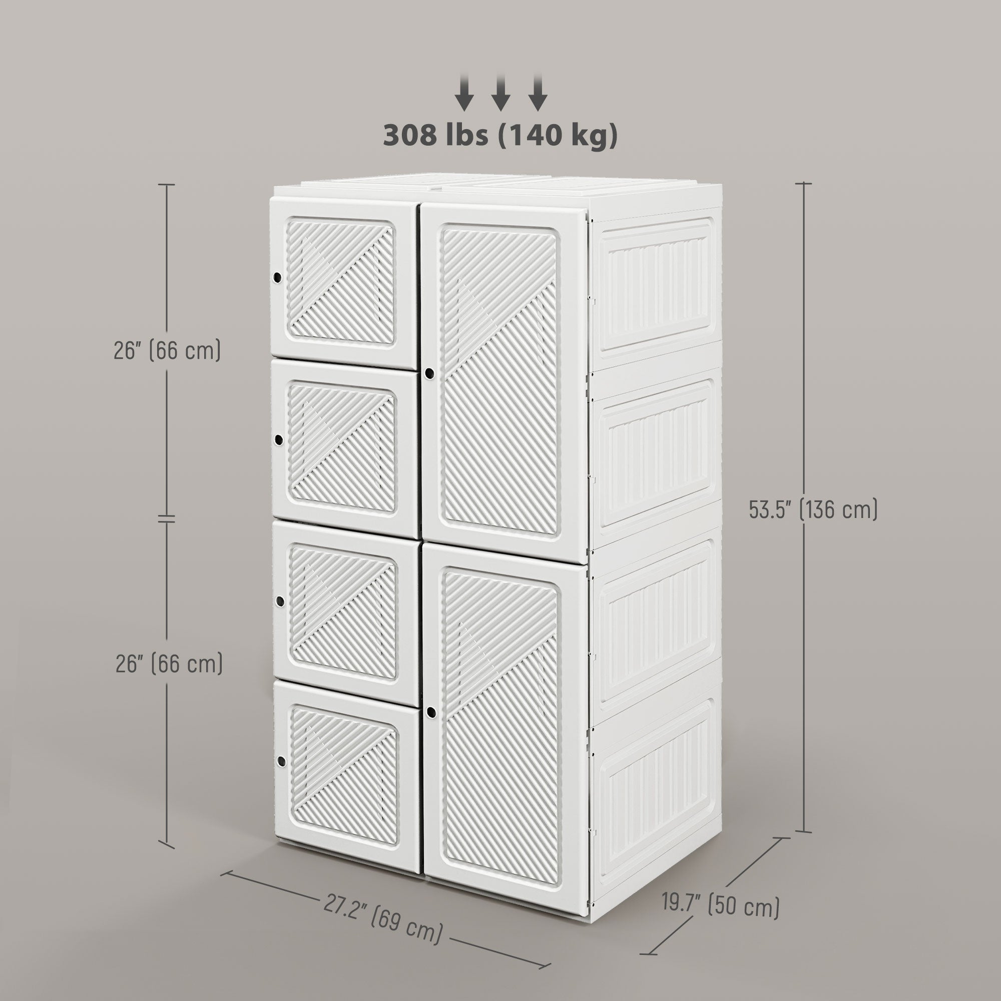 Portable Wardrobe, Foldable Clothes Storage Organzier with 8 Compartments, Magnet Doors, White Clothing Storage   at Gallery Canada