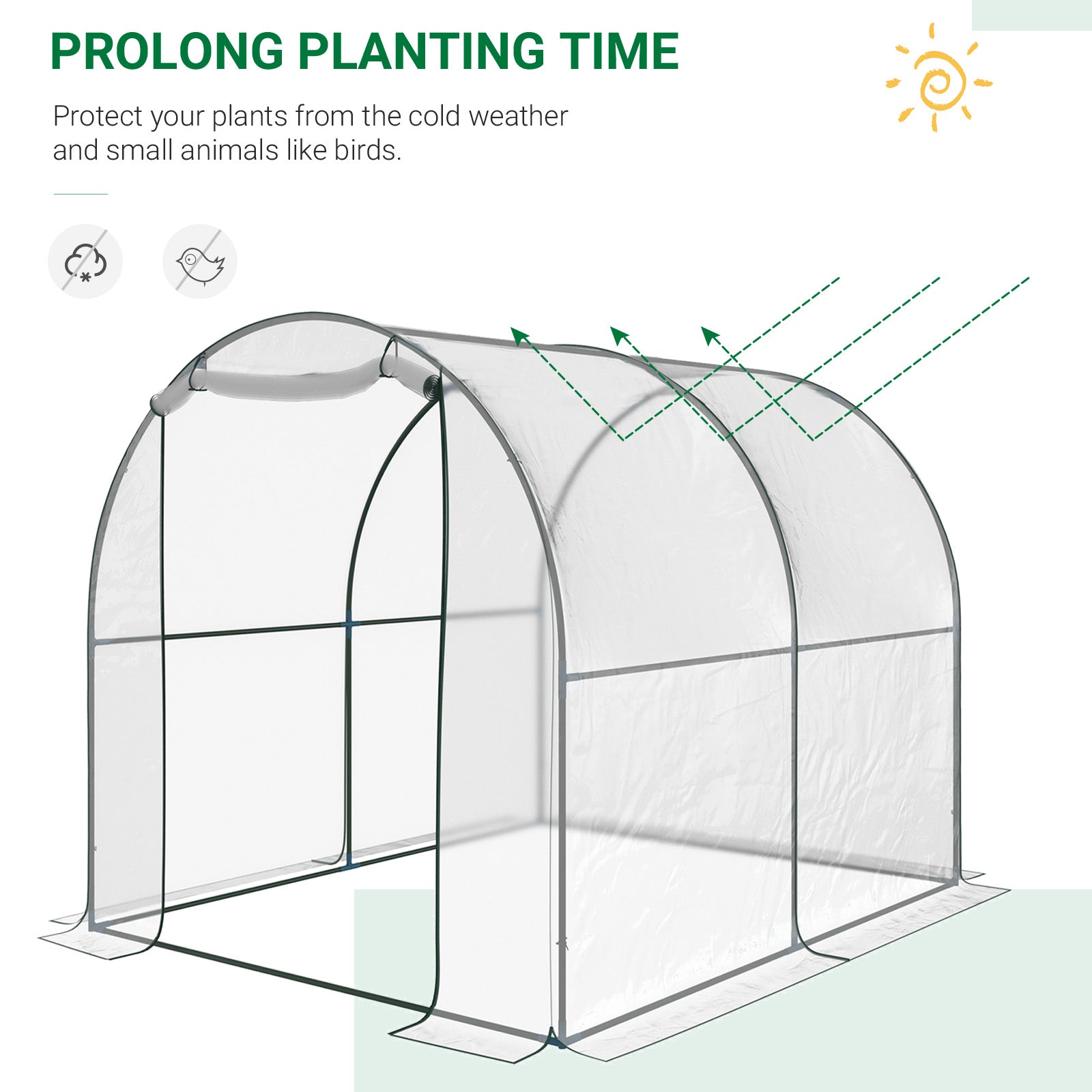 6.6' x 8.2' x 6.6' Dome Tunnel Greenhouse Plant Shed Garden Hot House Growing Tent w/ Roll Up Door, Transparent Tunnel Greenhouses at Gallery Canada