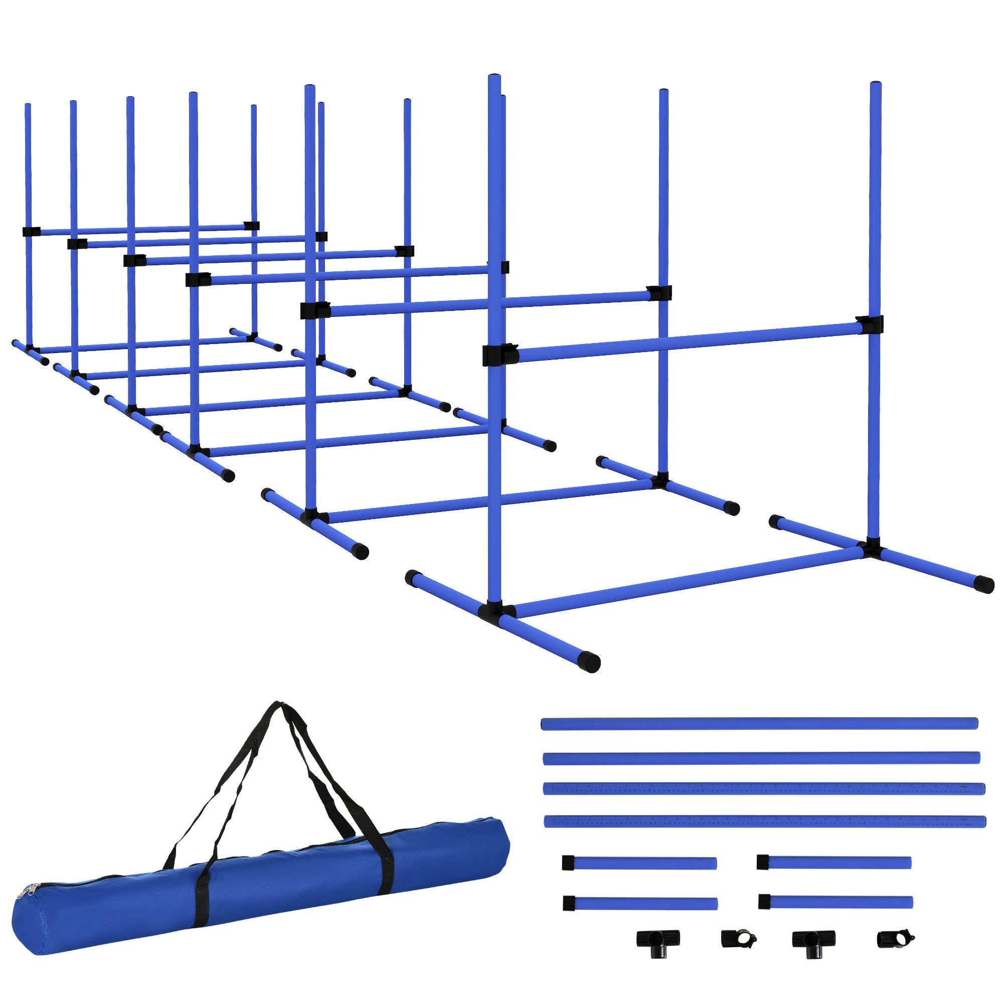 Set of 6 Dog Agility Training Equipment Adjustable Jump Bar Pet Exercise Kit with Carrying Bag (Blue) Dog Agility Training Equipment at Gallery Canada