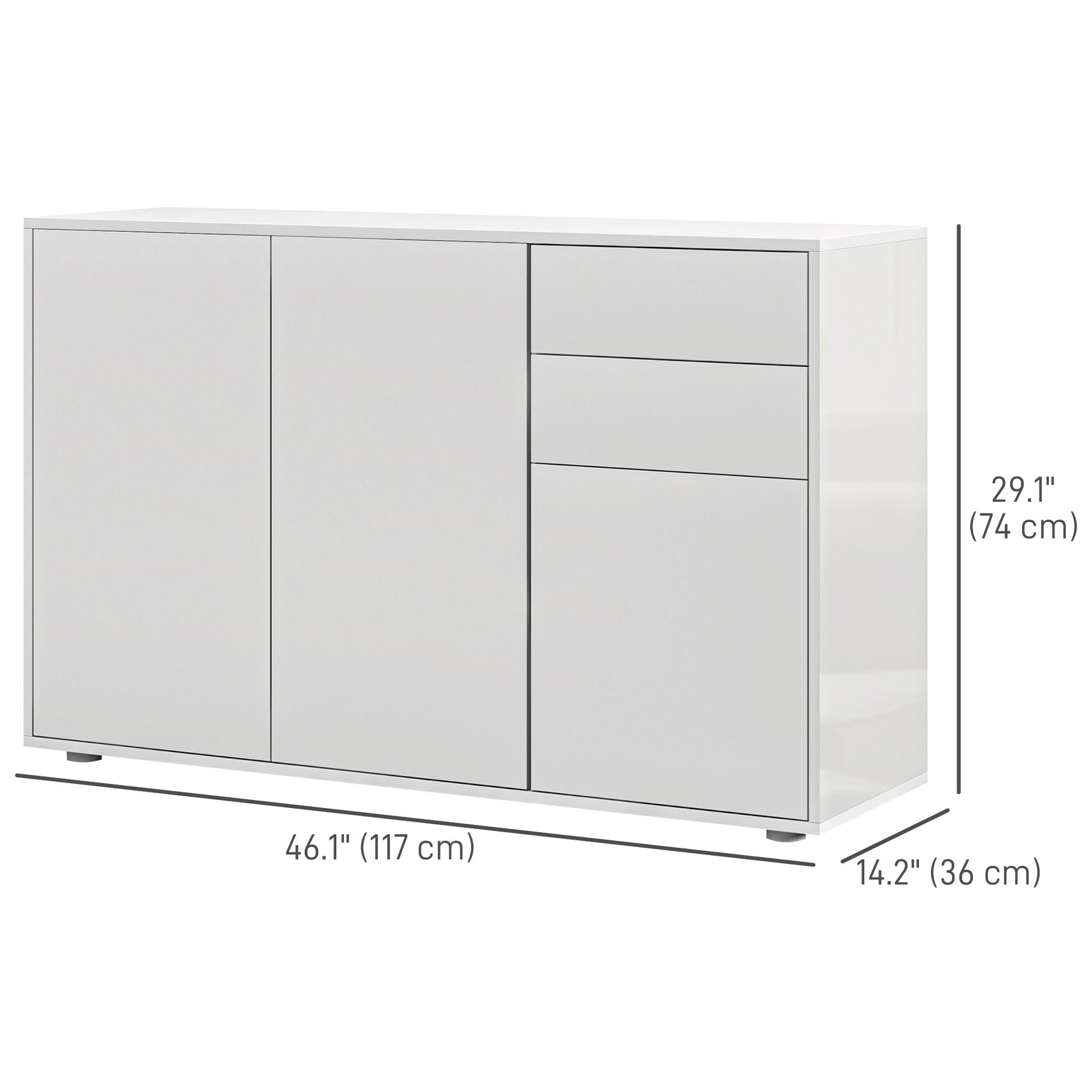 Kitchen Sideboard Storage Cabinet, Modern Coffee Bar with Push-Open Design and 2 Drawers for Living Room, White Kitchen Pantry Cabinets   at Gallery Canada