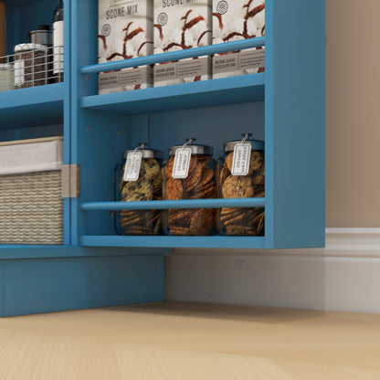 41" Storage Cabinet, 2-Door Kitchen Pantry Cabinet with 5-tier Shelving, 12 Spice Racks and Adjustable Shelves, Blue Kitchen Pantry Cabinets   at Gallery Canada