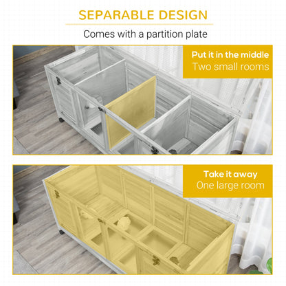 Wooden Rabbit Hutch with Wheels, Dividers for Indoor Outdoor Rabbit Hutch   at Gallery Canada