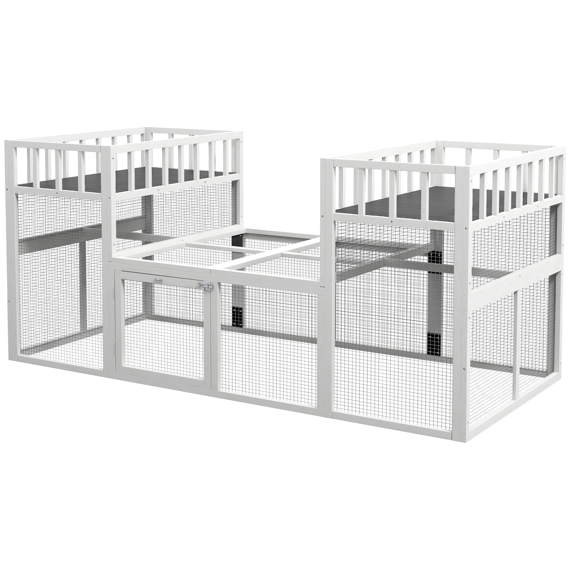 7.3' x 3.6' Wooden Chicken Coop Combinable Design with Storage Shelf for 2-4 Chickens, Ducks, Goose, Rabbits, White Chicken Coops White, Grey at Gallery Canada