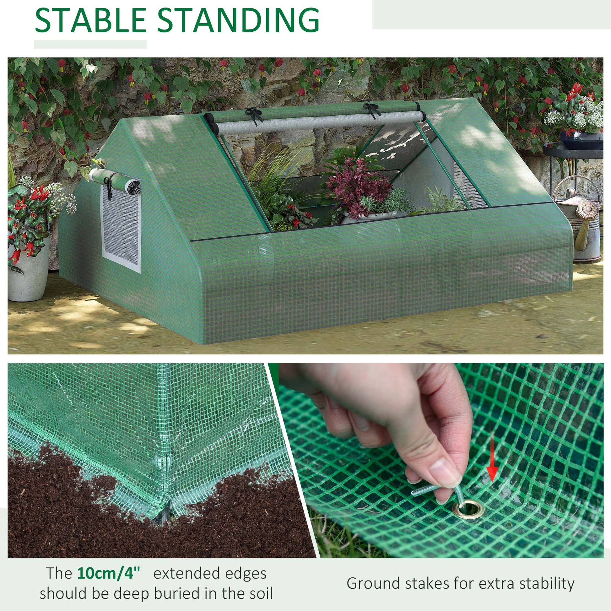 71" x 55" x 32" Mini Greenhouse Portable Hot House for Plants with 2 Large Windows and Ground Nails for Outdoor, Indoor, Garden, Gardening Kit, Green Mini Greenhouses   at Gallery Canada