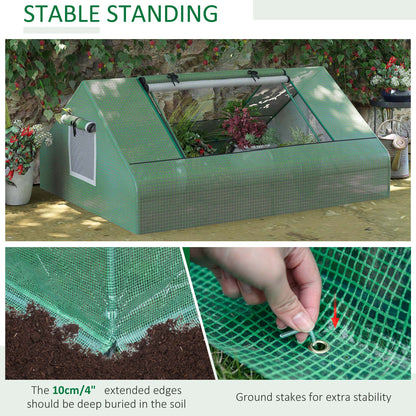 71" x 55" x 32" Mini Greenhouse Portable Hot House for Plants with 2 Large Windows and Ground Nails for Outdoor, Indoor, Garden, Gardening Kit, Green Mini Greenhouses   at Gallery Canada