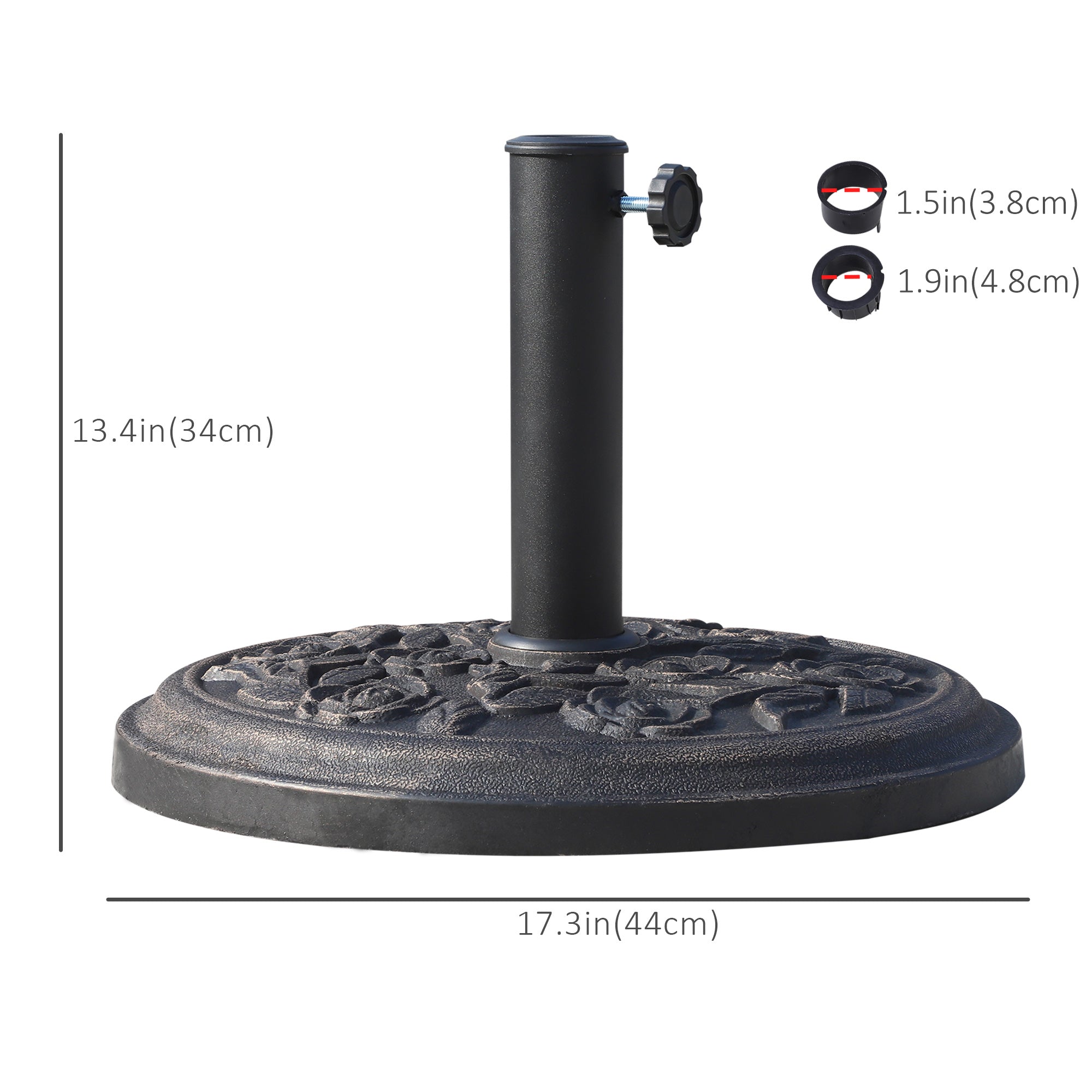 26 lbs Resin Umbrella Base Stand Round Market Parasol Holder with Beautiful Decorative Pattern, for Φ1.5