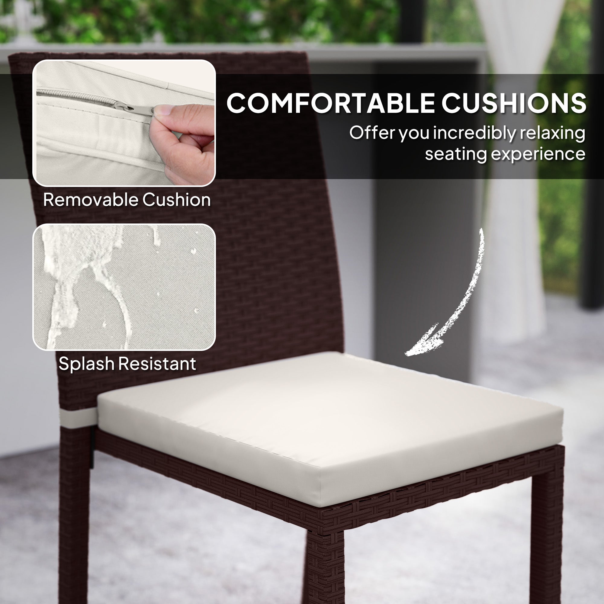 Patio Dining Chairs Set of 4, All Weather Wicker Armless Outdoor Chairs with Steel Frame for Garden, Backyard, Beige Patio Chairs at Gallery Canada