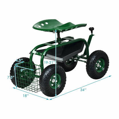 4-Wheel Rolling Garden Cart Work Seat Garden Carts   at Gallery Canada