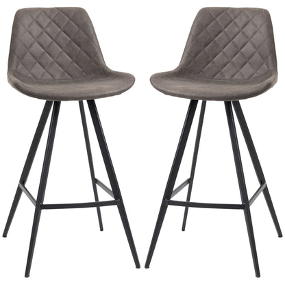 Set of 2 Microfiber Cloth Bar Stools, Multi-functional Kitchen Stools, Bar Chair with Metal Leg Padded Cushion Seat for Dining, Charcoal Grey Bar Stools   at Gallery Canada