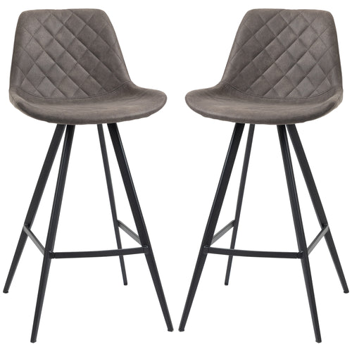 Set of 2 Microfiber Cloth Bar Stools, Multi-functional Kitchen Stools, Bar Chair with Metal Leg Padded Cushion Seat for Dining, Charcoal Grey