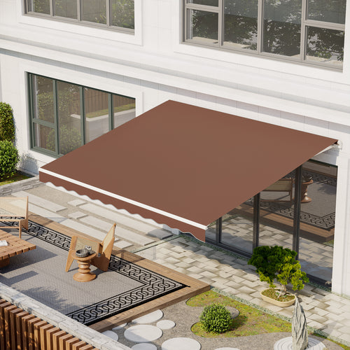 13' x 10' Electric Awning, Retractable Awning Sun Shade Shelter with Remote Controller, Manual Crank Handle and Aluminum Frame, for Deck, Balcony, Yard, Coffee