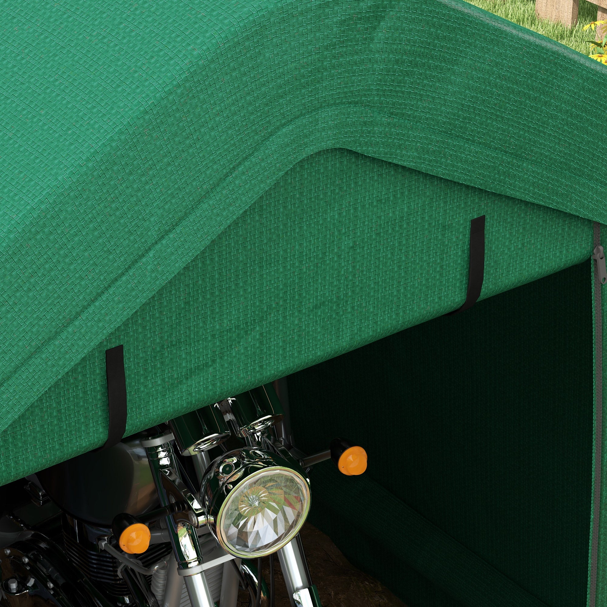 8' x 6' Carport with Sidewalls and Roll-up Door, Outdoor Storage Shelter for Motorcycle and Car, Green Car Shelters at Gallery Canada