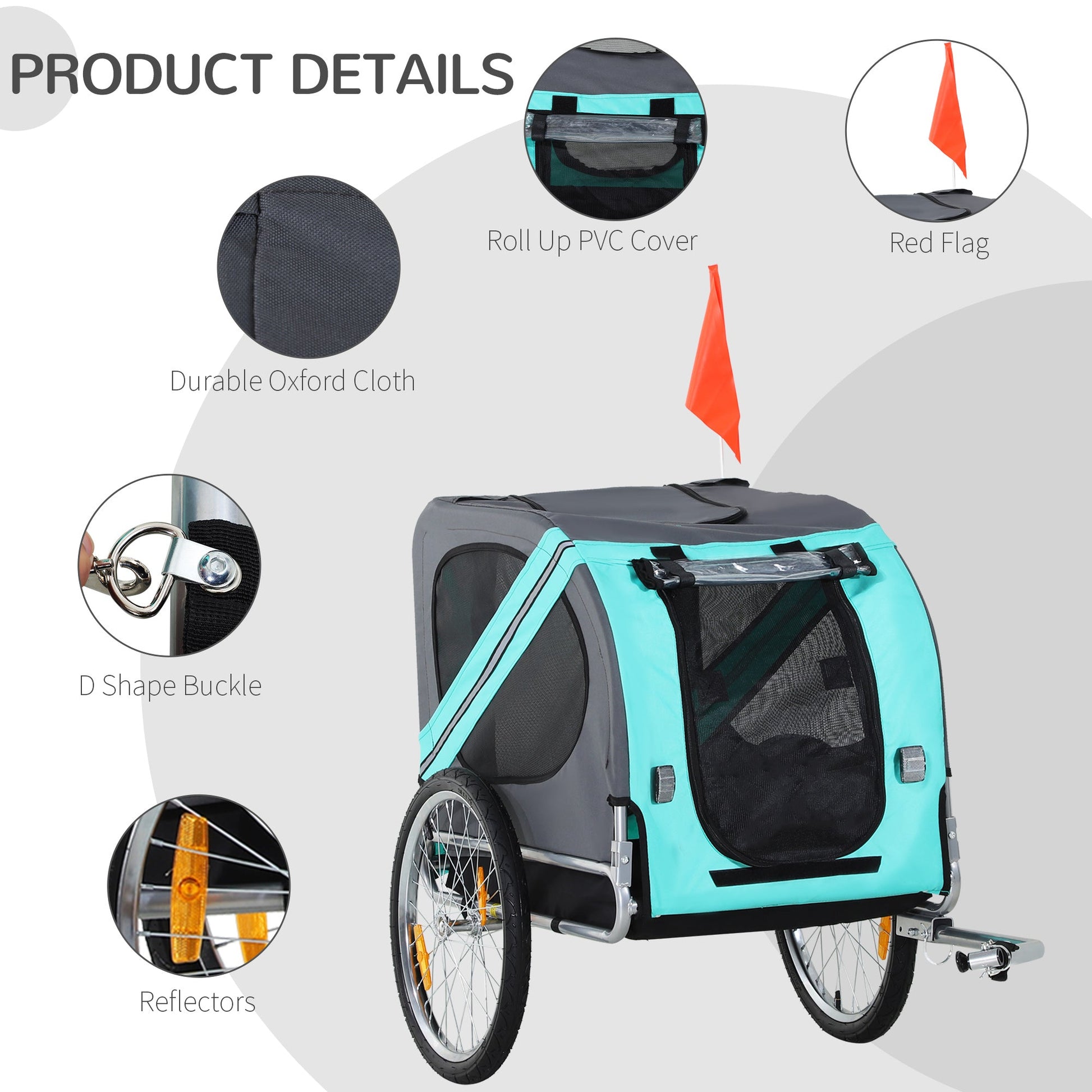 Dog Bike Trailer Pet Cart Bicycle Wagon Cargo Carrier Attachment for Travel with 3 Entrances Large Wheels for Off-Road &; Mesh Screen, Green Dog Bike Trailers & Strollers   at Gallery Canada