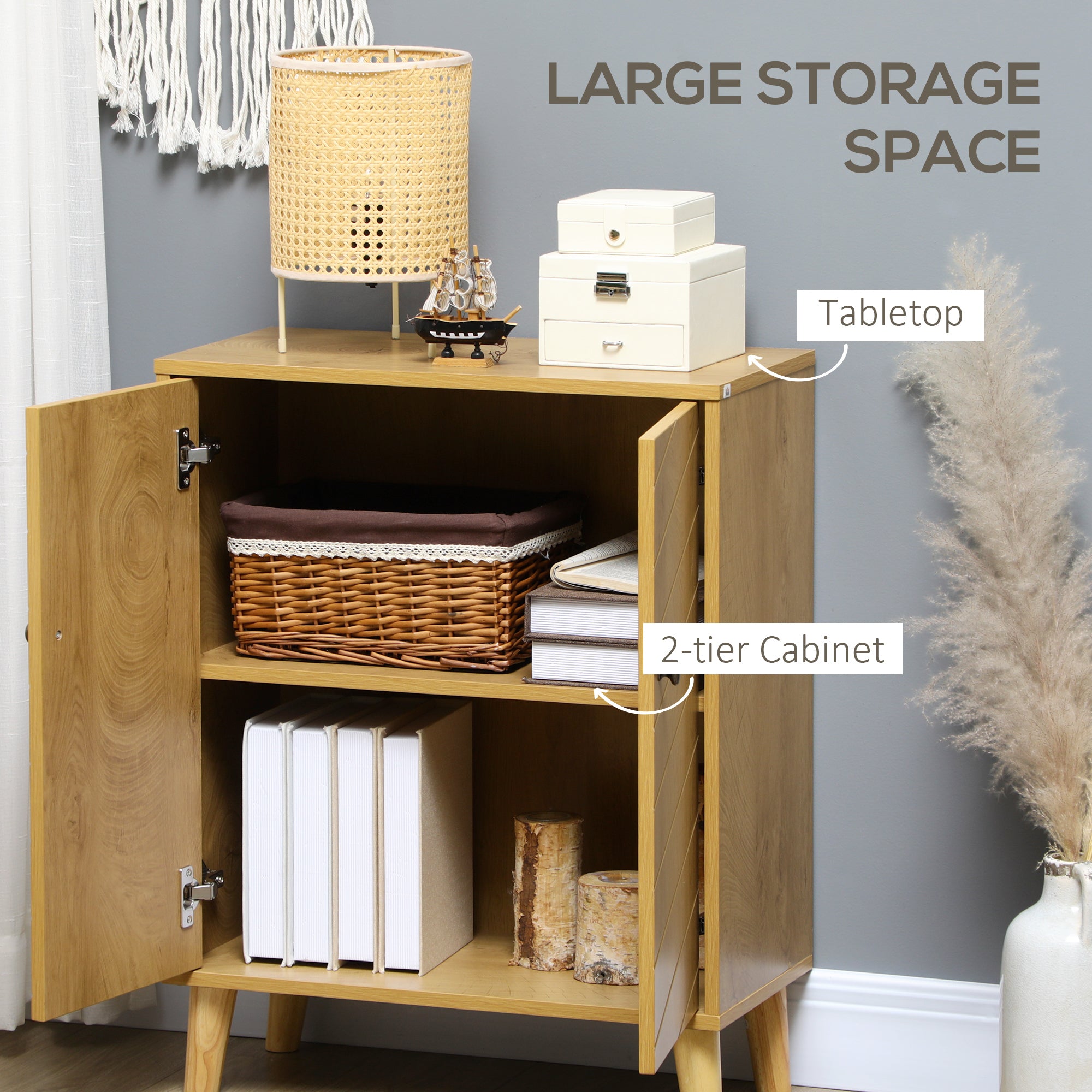 Storage Cabinet with Doors, Cupboard Organization with Shelf and Wood Legs, Storage Solution for Living Room, Bathroom Kitchen Pantry Cabinets   at Gallery Canada